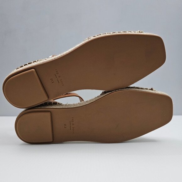 NEW Rag & Bone Anteros Sandal Womens EU 37.5 Cotton Tan Espadrille Peep Toe - Picture 12 of 14